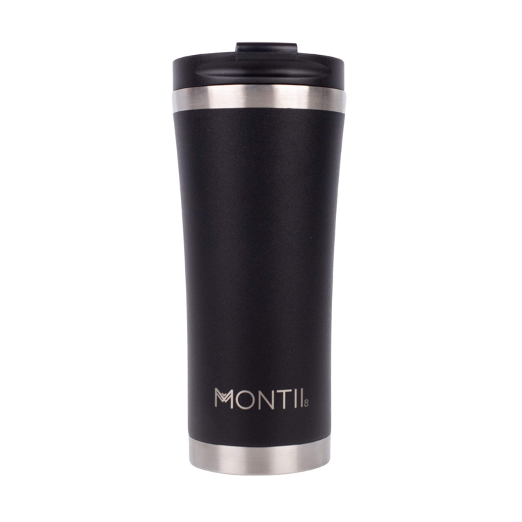 MontiiCo Mega Thermos Coffee Cup - with lid - Stainless Steel - Coal Black - 475ml