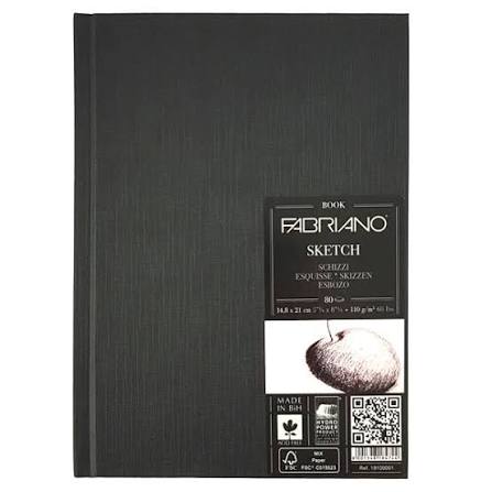 Fabriano Sketch Book Paper Pad Portrait (Glued), A5 110g/m² - 80 Sheets