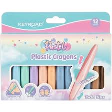 KeyRoad Duo Tip Wax Plastic Crayons x12 Pastel