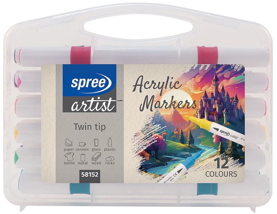 SPREE -  Acrylic Markers Twin tip - set of 12