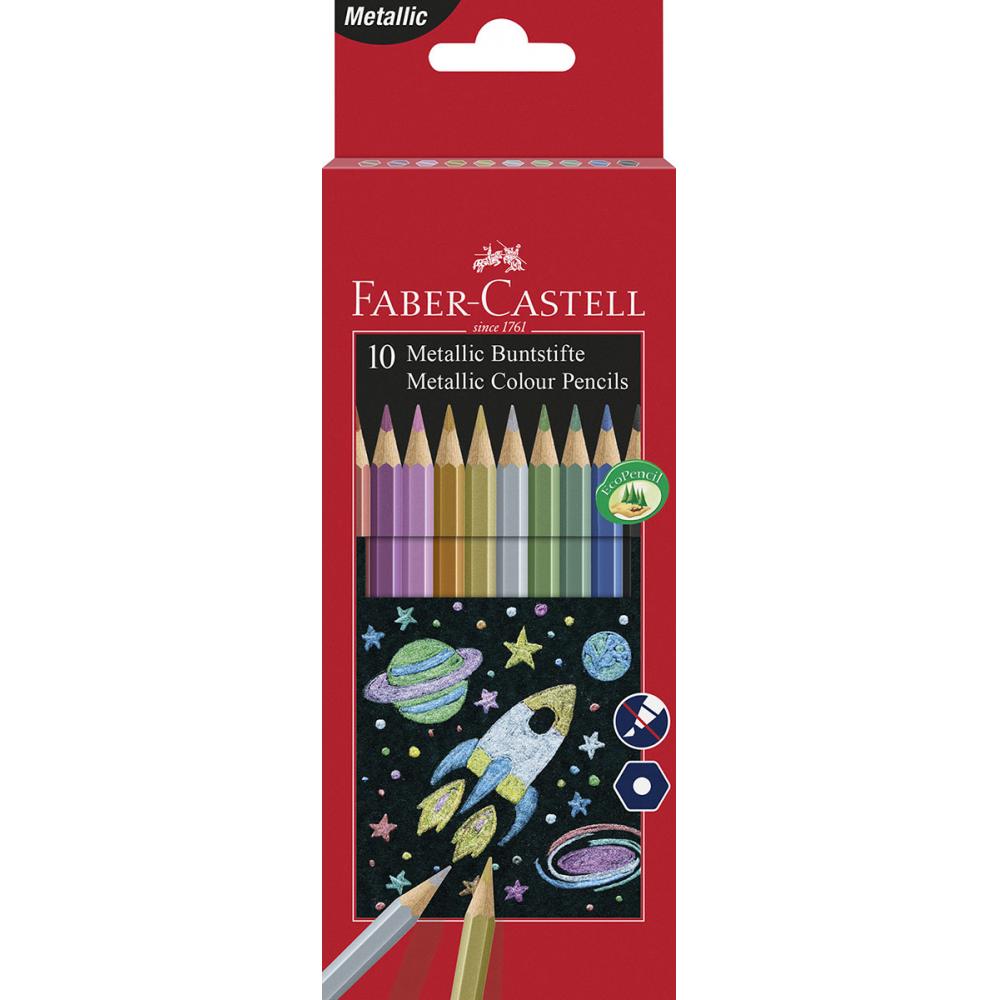 Faber Castell 10 Hexagonal Metallic Pencil Colours
