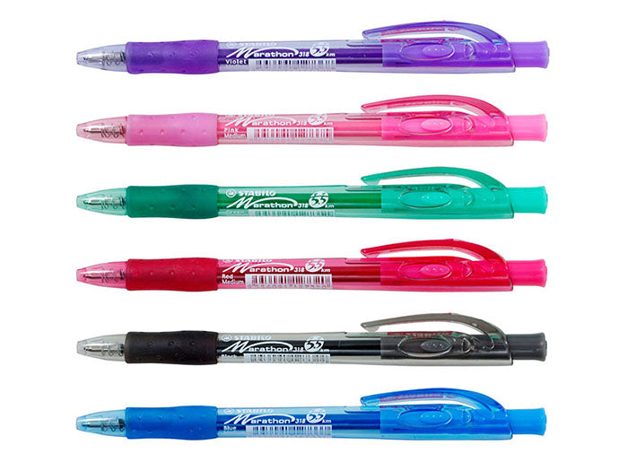 Ballpen Marathon 318 Medium Retractable Blue Stabilo