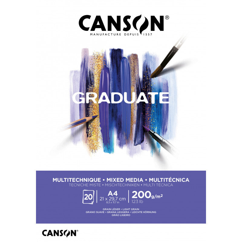 PAD CANSON GRADUATE MIXED MEDIA WHITE - 200gsm 20 sheets