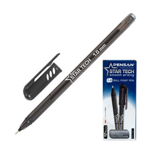 Pensan Star Tech Ball Point Pen 1.0mm - BLACK