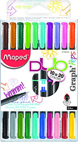 Maped Fineliner Peps Duo 0.4mm x10 Pens 20 Colors