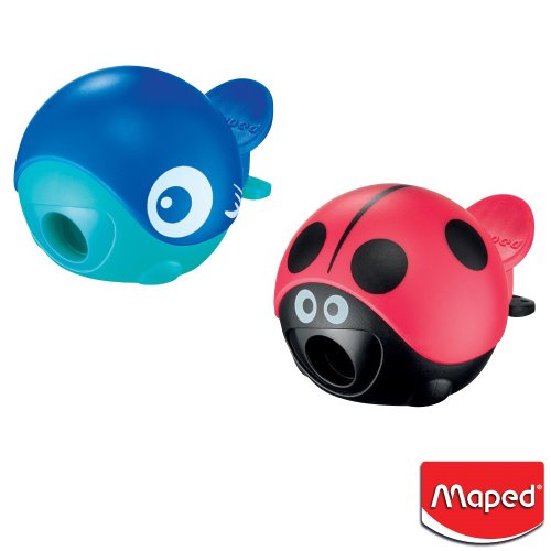 1-Hole Pencil Sharpener with shavings reservoir; Assorted Whale or Ladybird Design