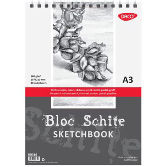 A3 Daco Sketch Pad Of 30 Sheets x 160gsm BD316