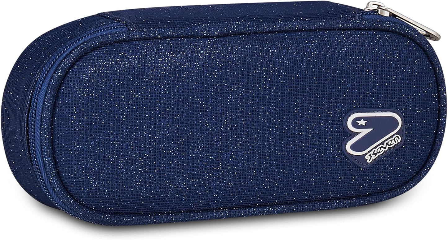 Seven® DOUBLE PENCIL BAG SHINY TECH BLUE