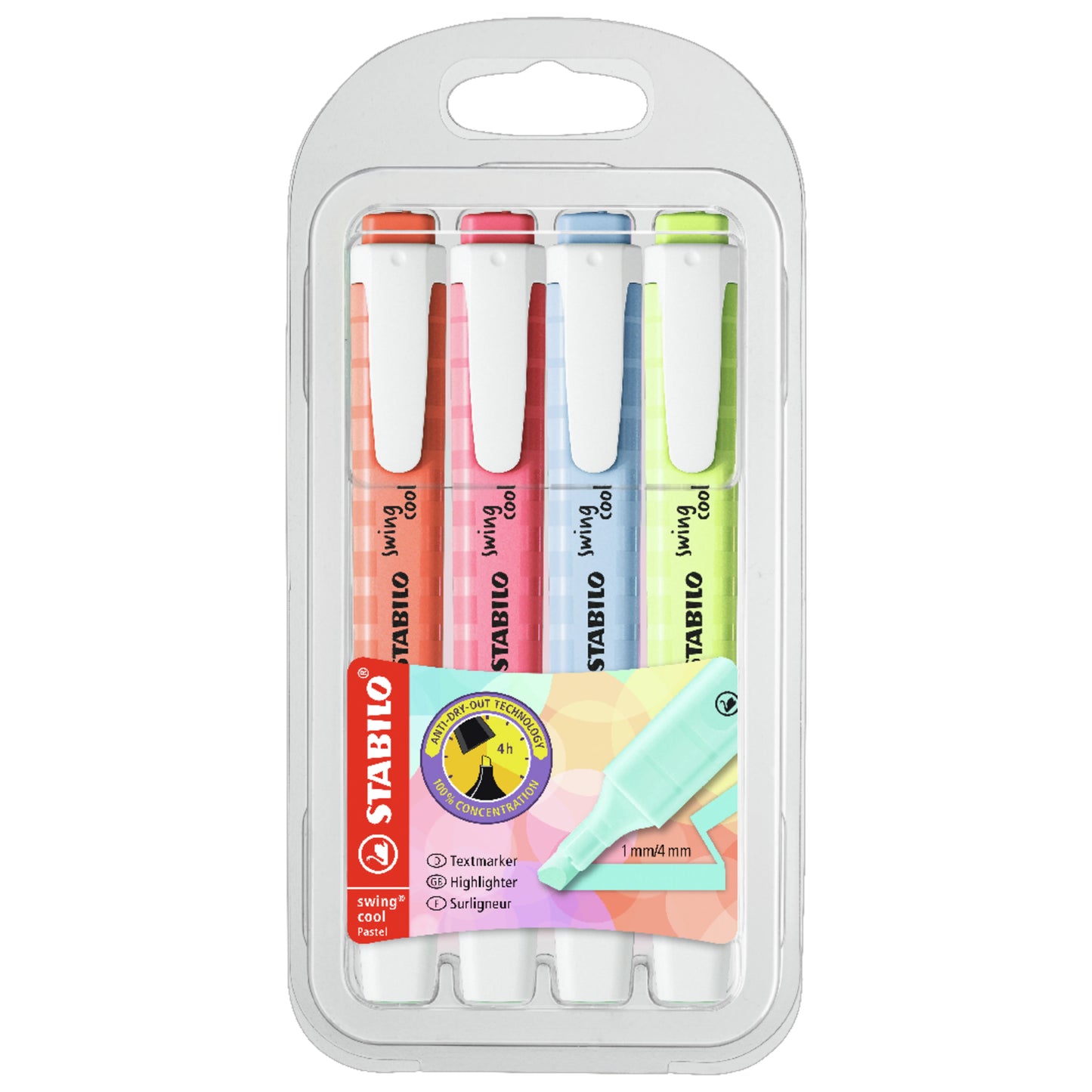 STABILO SWING COOL HIGHLIGHTERS PASTEL X4