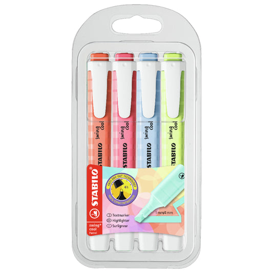 STABILO SWING COOL HIGHLIGHTERS PASTEL X4