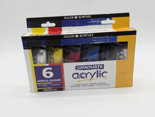 Daler Rowney Graduate Acrylic Primary Set - 6 x 75ml Tubes