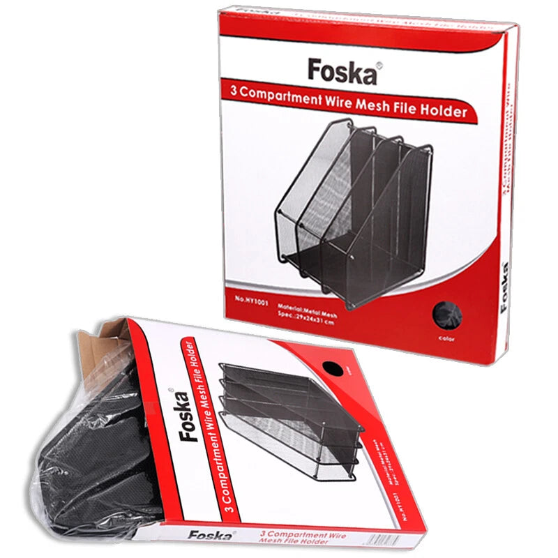 Foska 3 Compartment Wire Mesh File Holder