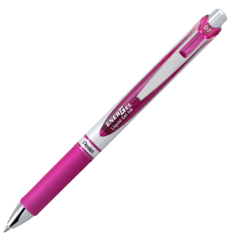 Pentel Energel 0.7Mm Retractable Liquid Gel Roller Pen - Magenta Ink