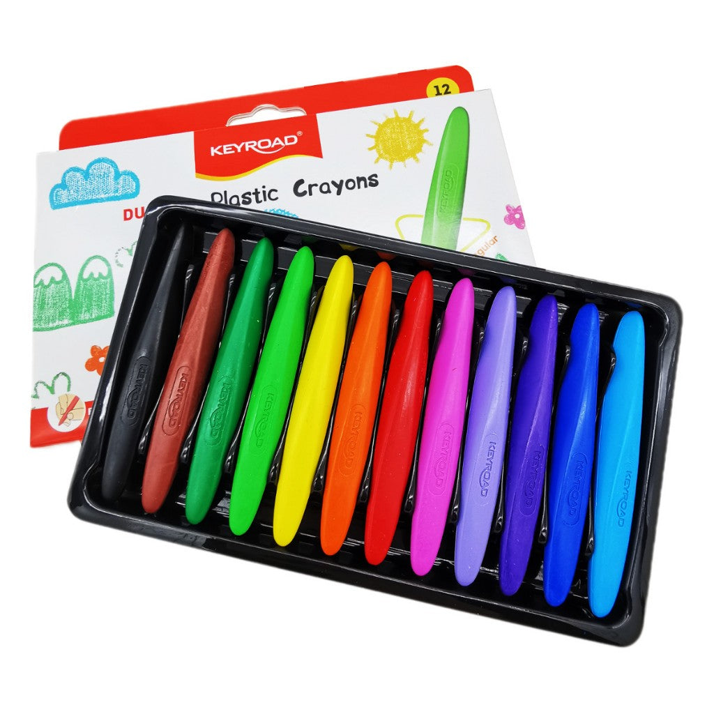 KeyRoad Duo Tip Wax Plastic Crayons x12