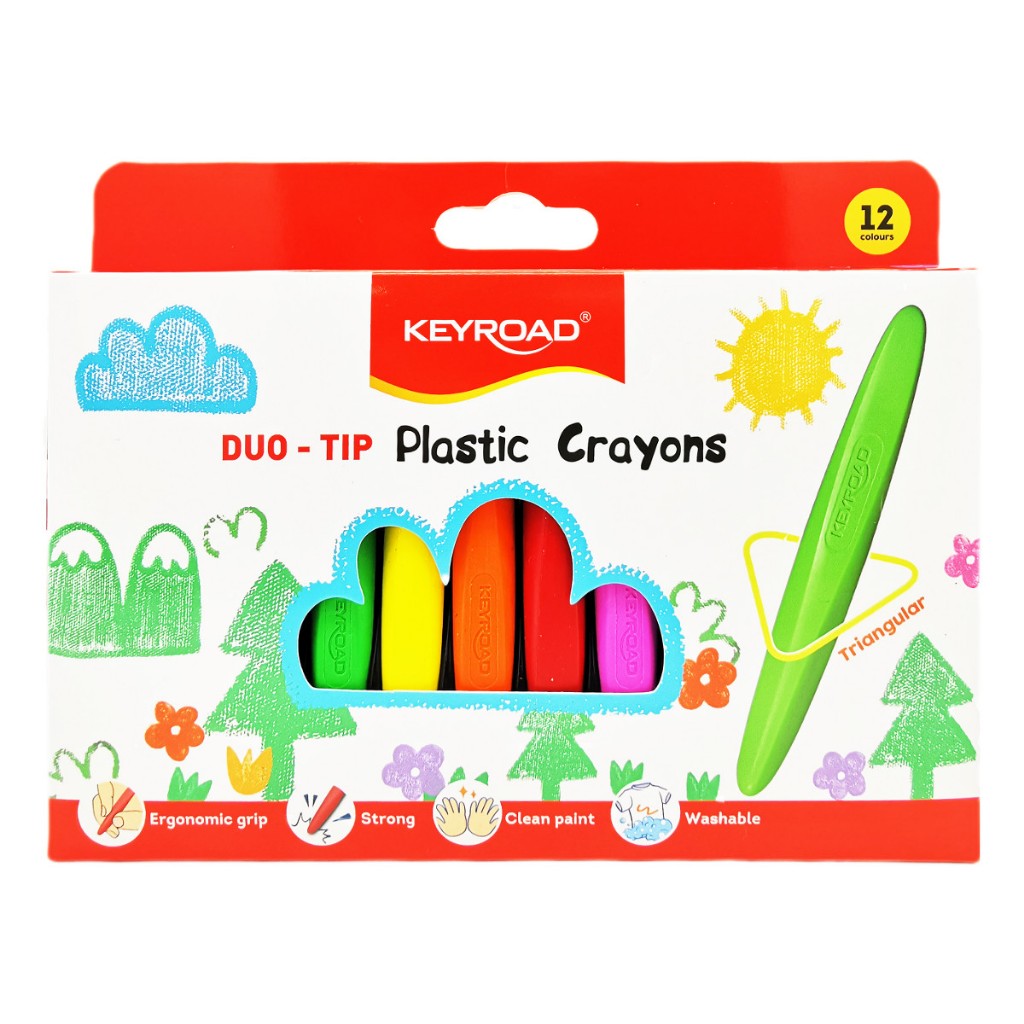 KeyRoad Duo Tip Wax Plastic Crayons x12