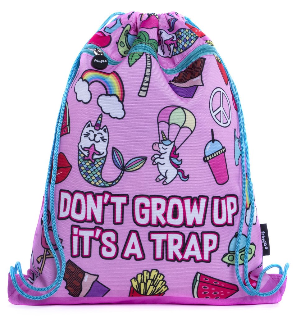 Doodle Pink Drawstring Bag