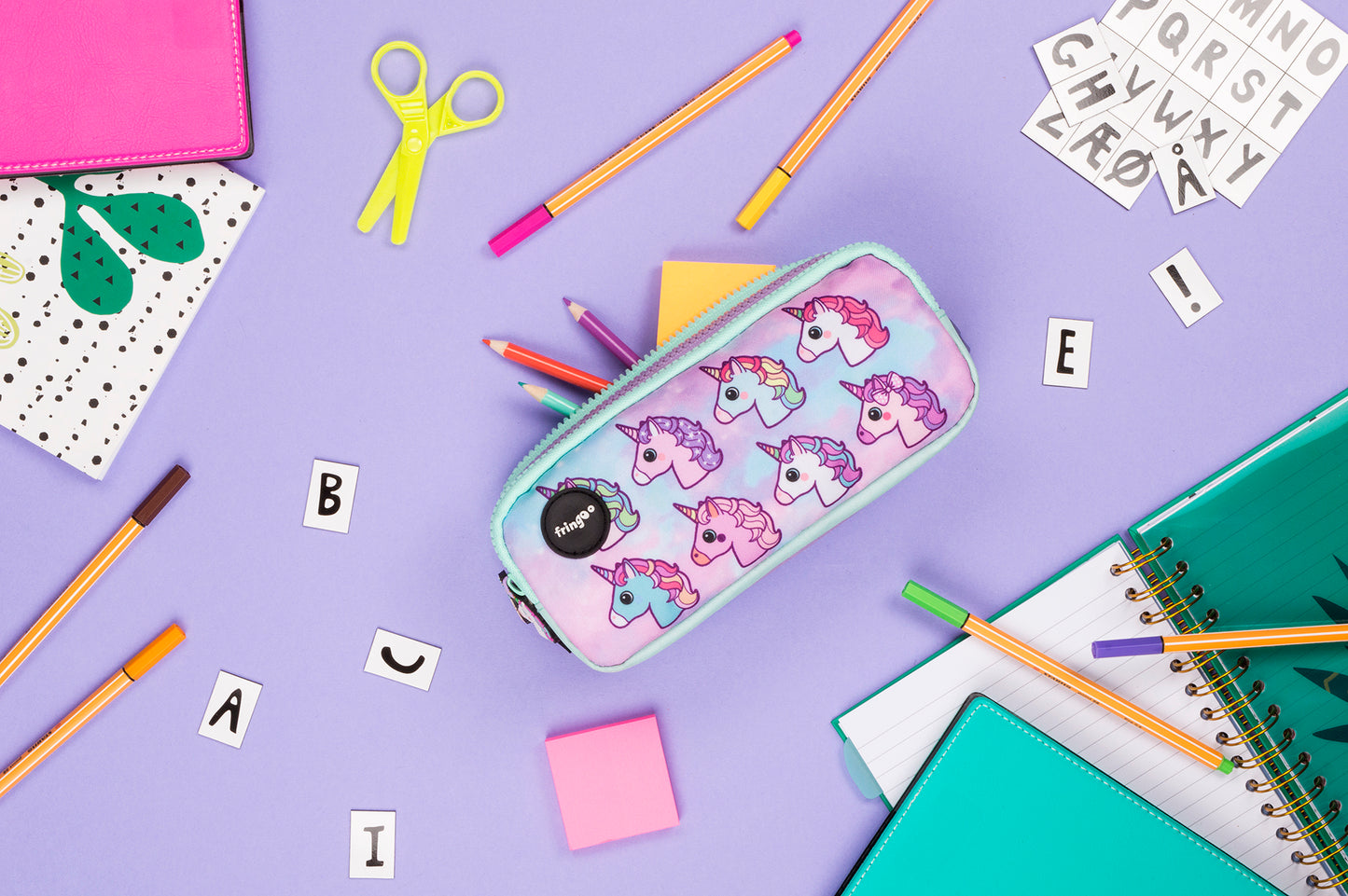 Pastel Unicorns 3 Compartment Pencil Case
