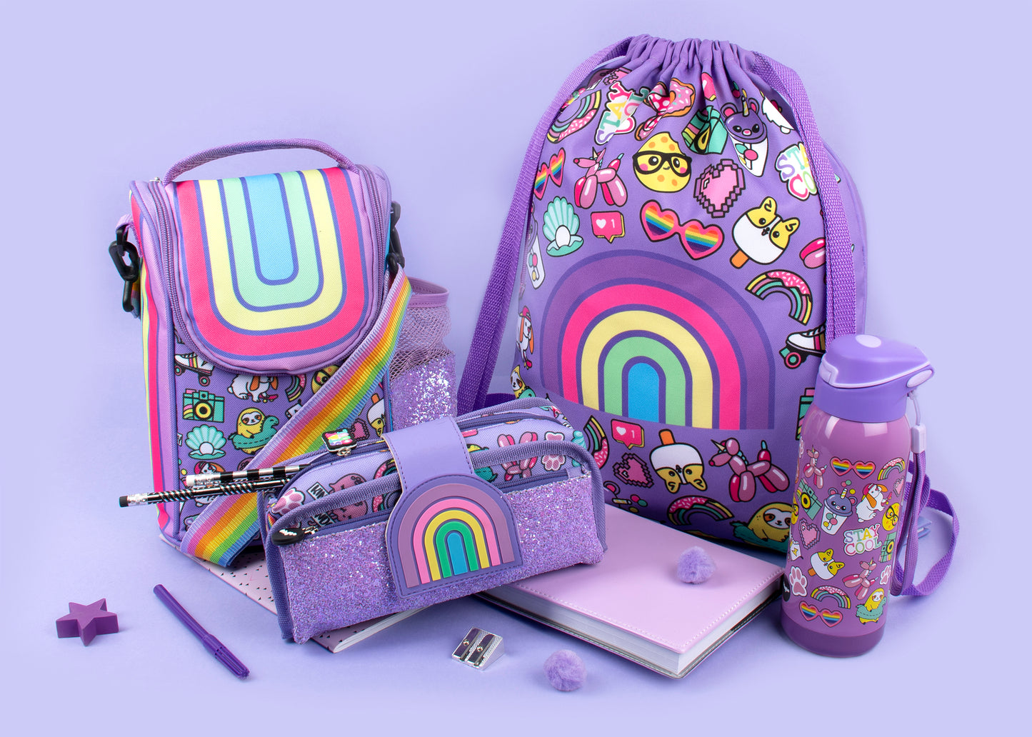 Rainbow Smile Strap Lunch Bag