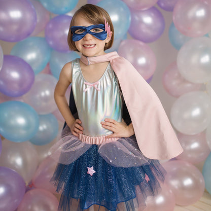 Super Duper Tutu/Cape/Mask Pink & Navy 7-8 years