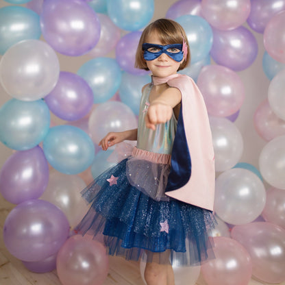 Super Duper Tutu/Cape/Mask Pink & Navy 7-8 years