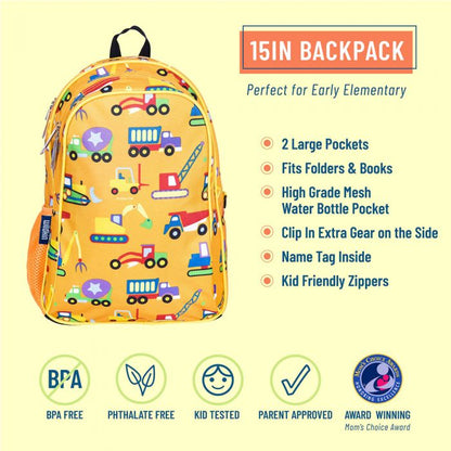 Construction Children Backpack 40.6x30.5x12.7 cm