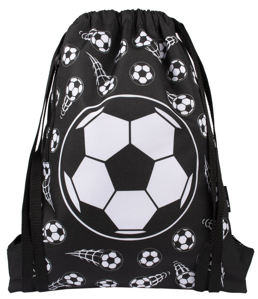 Football Black Drawstring Bag