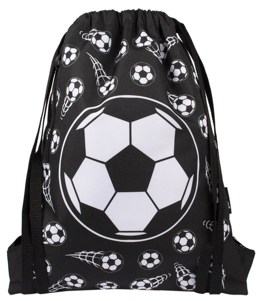Football Black Drawstring Bag