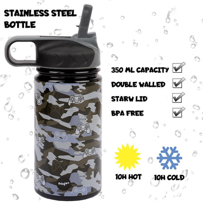 Pad Camo Stainless Steel Bottle with Straw 350ml