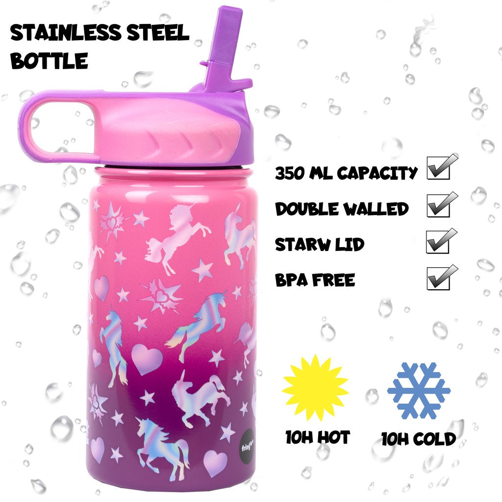 Unicorn Ombre Stainless Steel Bottle with Straw 350ml