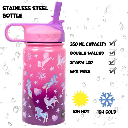 Unicorn Ombre Stainless Steel Bottle with Straw 350ml