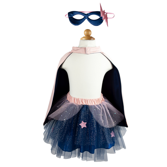 Super Duper Tutu/Cape/Mask Pink & Navy 7-8 years